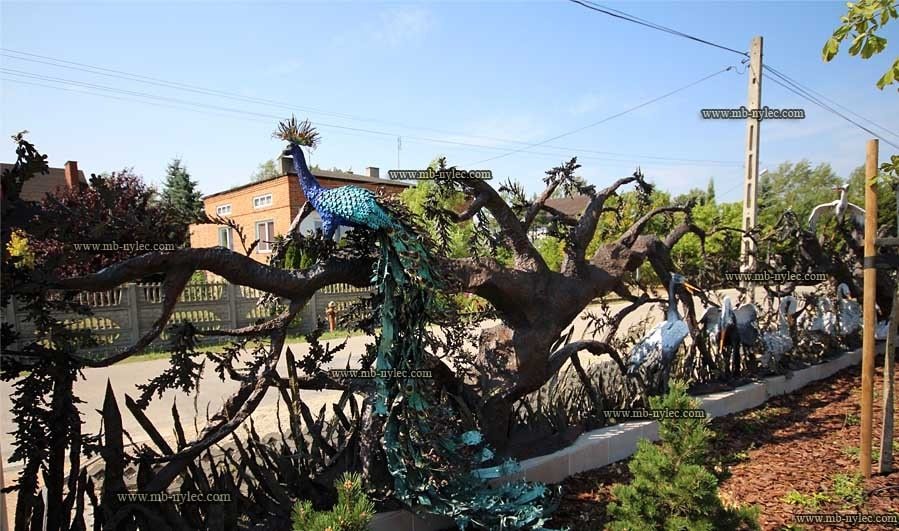 Hunting gate BM36 with a forged peacock among branches