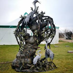 Sculpture Lamp – Oak with Herons