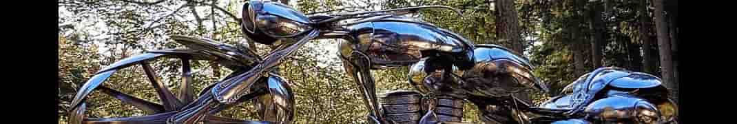 Stainless steel motorcycle sculpture handcrafted by MB Nylec artistic blacksmiths
