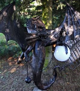 Wrought Iron Dragon Wall Lamp